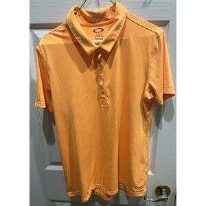 Oakley bright orange golf 1/4 button short sleeve polo shirt Mens size Large